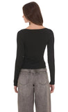 Ribbed Hook and Eye Cardigan in Black