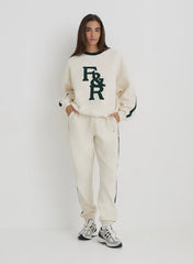 Cream FR Branded Relaxed Oversized Sweatshirt