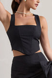 Think Again Navy Pinstripe Structured Corset Top