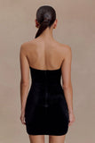 Paulina Velvet Strapless Mini Dress Black
