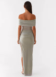 Nelly Off Shoulder Maxi Dress Pistachio