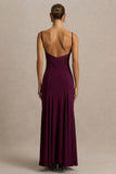 Gabbie Burgundy Cowl Neck Maxi Dress With Mesh Back Detail