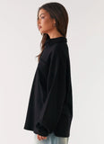 Torrie Oversized Polo Top Black