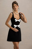 Corey Black White Sweetheart Mini Dress With Bow Details
