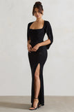Broadway Black Embellished Fishtail Maxi Dress With Cape Sleeves