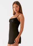Zion Beaded Micro Mini Dress Black