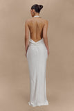 Rinna Satin Halter Maxi Dress Ivory