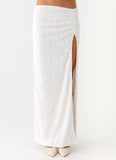 Griff Low Rise Jacquard Maxi Skirt White