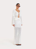 Cream Crochet Tie Front Longsleeve Top