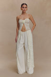 Aeline Strapless Crochet Knit Top Ivory