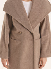 Brown Marl Shawl Collar Longline Coat