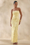 Gracie Lemon Lace Bandeau Maxi Dress
