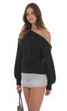 Off Shoulder Knitted Jumper in Black