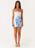 Mario Mini Dress Blue Floral Print