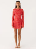 Sabella Mini Dress Magenta Red Rose