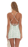 Green Cowgirl Bodycon Lace Up Dress in White