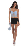 Lace Cutout Top in Blue