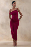 Angelique Burgundy Twisted Asymmetric Maxi Dress