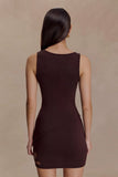 Brock Asymmetrical Neckline Knit Top Dark Chocolate