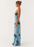 Field Of Dreams Maxi Dress Blue Black Floral