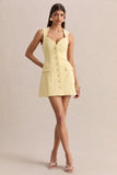 Luxira Lemon Sweetheart Neck Tailored Mini Dress