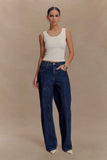 Laina Mid Rise Diamante Denim Jeans Midnight Blue