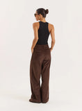 Chocolate Belted Turn Up Cord Wide Leg Trousers Hughes