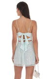 Sequin Glitter A line Dress in Seafoam Blue