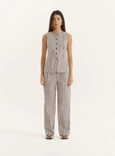 Brown Stripe Straight Leg Trouser