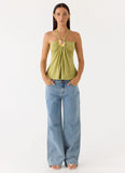 Corah Halter Top Green Olive