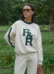 Cream FR Branded Relaxed Oversized Sweatshirt