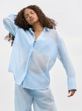 Light Blue Semi Sheer Longline Shirt