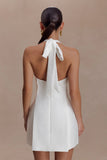 Nelly Halter Neck Cotton Mini Dress White