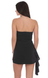Strapless Ruched Tassel Dress in Black