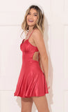 Ruched A line Dress in Red