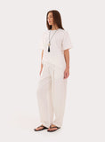 White Asymmetric Lace Hem T Shirt