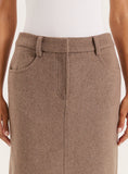 Brown Wool Effect Maxi Skirt