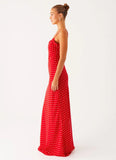 Pareo Maxi Dress Red Polka Dot