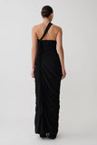 Micaela Chiffon Gathered Maxi Dress Black
