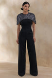 Eloriana Black Hand Embellished High Neck Jumpsuit