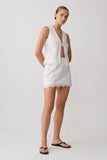 Tessa Broderie Tie Front Sleeveless Top White