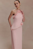 Melissa Chiffon Flower Maxi Dress Baby Pink