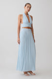 Amaris Gathered Plisse Maxi Skirt Pale Blue