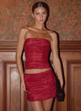 Atenea Draped Organza Corset Deep Red
