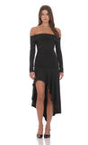 Asymmetrical Off Shoulder Dress in Black