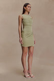 Henley Slinky Drape Mini Dress Sage
