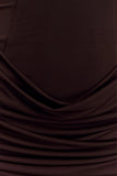 Mattea Slinky And Mesh Mini Dress With Scarf Dark Chocolate