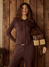 Chocolate Buttoned Pointelle Top