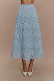 Arla Broderie Midi Skirt Pale Cornflower Blue