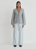 Grey Brushed Knit Cardigan